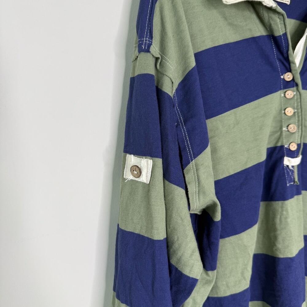 Free People We The Free Peyton Rugby Henley Striped Top Oversized Sz XS - Picture 5 of 9